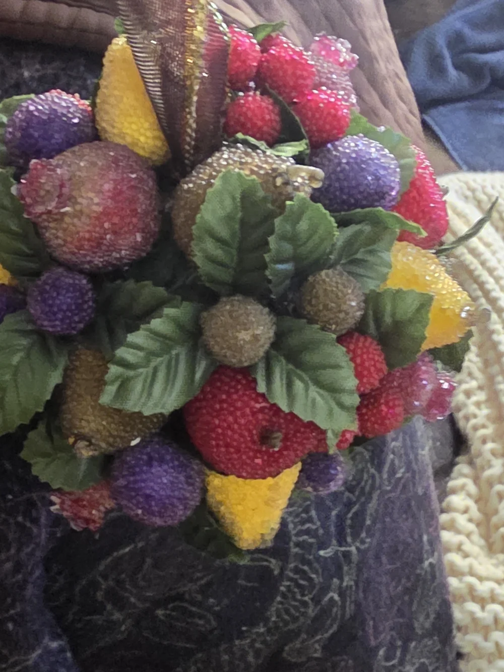 Avon Beaded Fruit Cluster in Yellow, Red, Purple, Green